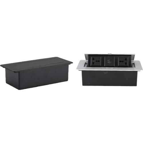 Desktop Invisible Socket with Two Three Holes Plug Two USB EU Plug