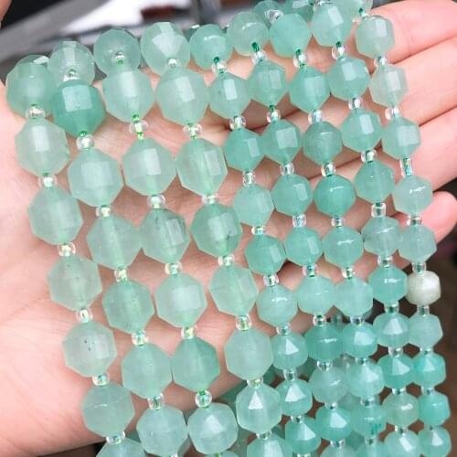 Natural Faceted Green Aventurine Jades Stone Beads OIive Shape Loose Stone Beads For Jewelry DIY Making Bracelet Accessories