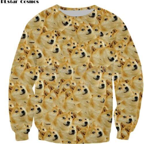 PLstar Cosmos 2018 new style Fashion Head doge Sweatshirt Men Women Hoodie animal God dog/shiba inu Print 3d Casual pullovers