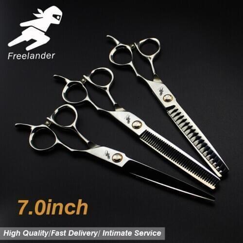 7 inch pet grooming scissors set cutting Scissors and Double tail curved scissors Thinning dog Scissors hair care & styling