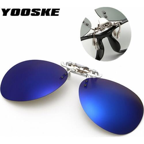 YOOSKE Frameless Pilot Polarized Sunglasses Men Clip On Sunglass Women Flip Up Myopia Eyeglasses Night Vision Goggles Glasses