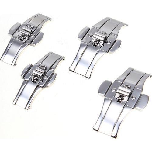 Wholesale 50pcs/lot 15mm 17mm 19mm 21mm 23mm 25mm Stainless steel Double Push Button Butterfly Clasp Buckle for watch straps