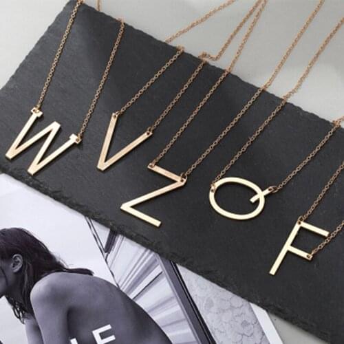 Super Fashion Initial Name Necklace for Women 100% Stainless Steel Unique Personality Statement A-Z Letter Necklaces Wholesale