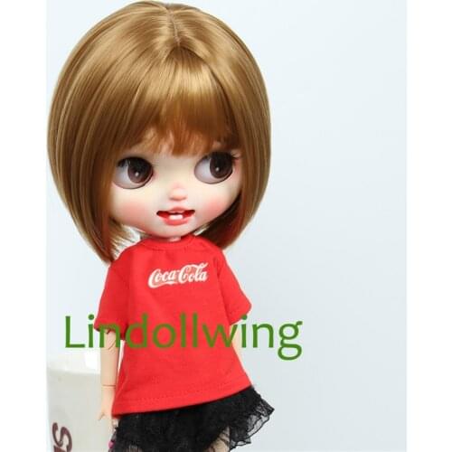 9-10 inch Blyth Wig Short Straight Light Brown Hair