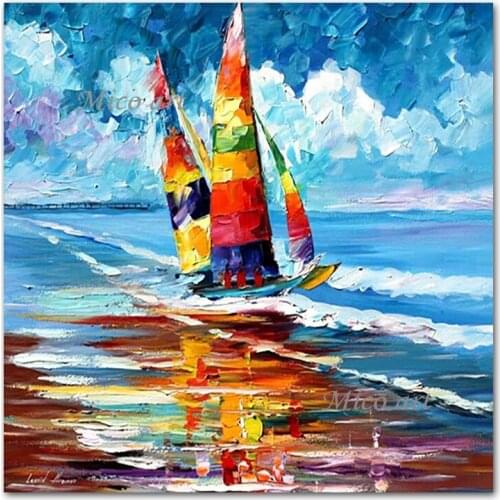 Sailing Boat Ship Abstract Wall Art 100% Hand-painted Seascape Oil Painting Unframed High Quality Paintings Artwork Pieces Art