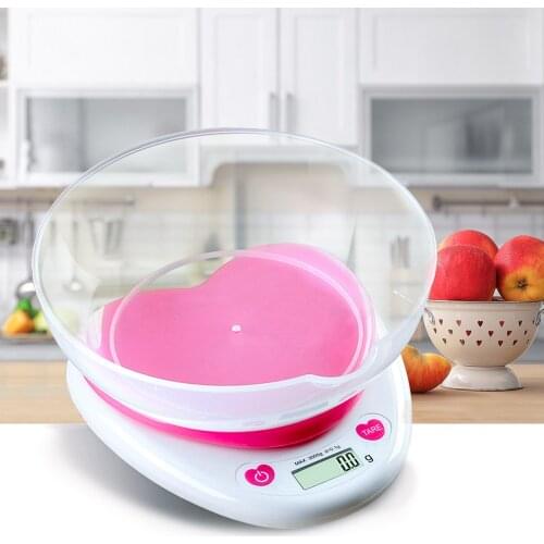 5 Kg/1G Portable Heart Shape Digital Kitchen Scale LCD Monitor High-Precision Auto Zero for Measuring Weight Food Water Powderr