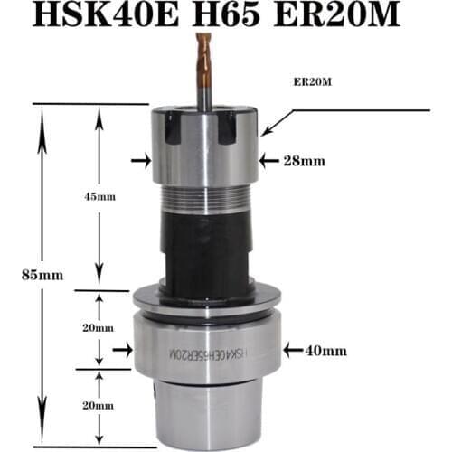 Precision HSK40E ER20MS ER20M ER16 65L tools holder High speed G2.5 hsk40 collet chuck engraving handle for CNC machine mill
