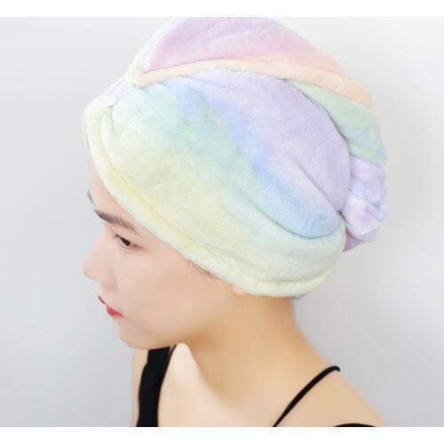 Rainbow Shower Hair Drying Hat Unicorn Head Cap Wrap Towel Multicolor Quick Dry Turban Ombre colorful Bath Hair Towel Home D30