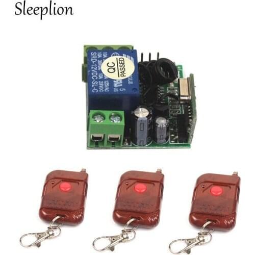 Sleeplion Mini DC 12v 10A relay 1CH wireless Remote Control Switch 3 Transmitter+ Receiver ON/OFF 315MHz 433MHz Module
