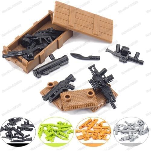 Assembly Weapons Shotguns Revolver Set Army Equipment Building Block Military Special Forces Figures Moc WW2 Model Boy Gift Toys