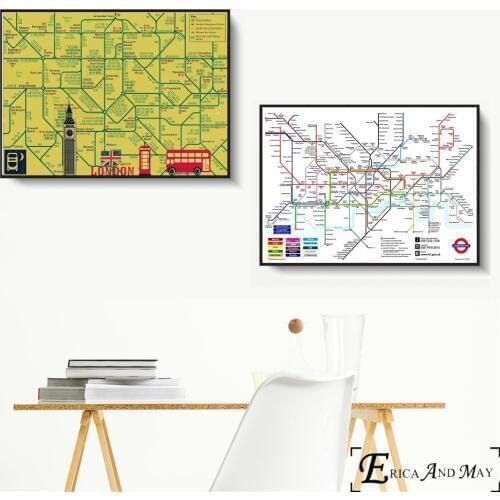 New York London Subway Map Vintage Wall Art Canvas Painting Poster For Home Decor Posters And Prints Unframed Decorative Picture