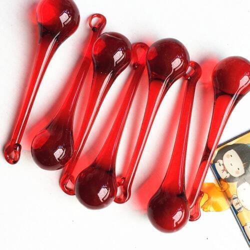 Top Quality 20pcs/lot Dia 20x80mm Red Crystal Lighting Rain Drop Prisms For Hanging Glass Chandelier pendants, lighting parts