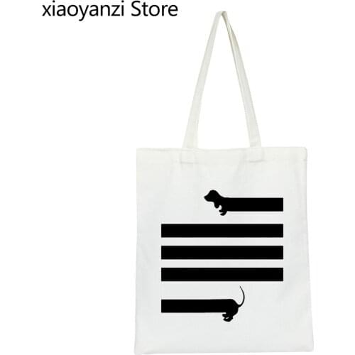 Dachshund Pug Teckel Funny Shoulder Canvas Bag Large Women Harajuku Cute dog Eco Reusable Shopping Bag Pit Bull Handbag
