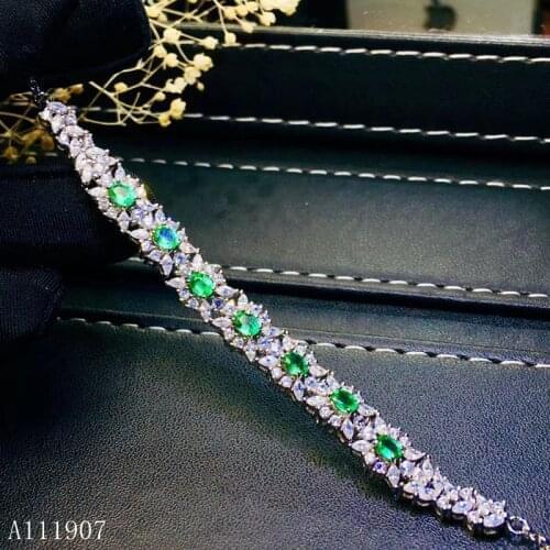 KJJEAXCMY boutique jewelry 925 sterling silver inlaid natural emerald womens bracelet support detection luxury new