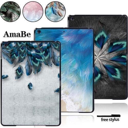 Hard Shell Case Cover for Apple IPad 2019 7th 10.2 Inch- Tablet PC Plastic Feather Pattern Drop Resistance Tablet Accessories