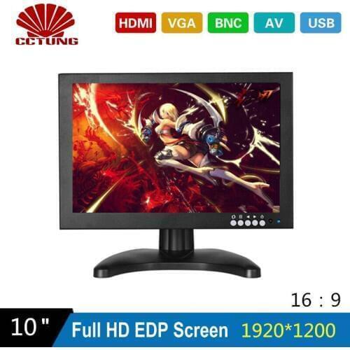 10 Inch EDP 1920X1200 CCTV Monitor with Metal Shell & HDMI VGA AV BNC Connector for PC Multimedia Monitor Display Microscope etc