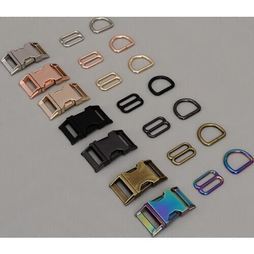 10 sets For 25mm Webbing Dog Collar Connect Metal Buckle Heavy Duty Semi Ring Ribbon Clasp Knapsack Belt Buckle set