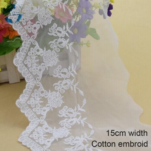 10yards 15cm wide Cotton embroid lace edge sewing ribbon guipure trim wedding lace DIY Garment Accessories french doll lace#3938