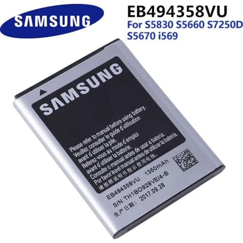 2pcs/lot EB494358VU SAMSUNG Original Replacement Battery EB464358VU For Samsung Galaxy GT-S6358 S7500 S6102E S6802 S6352 GS6108