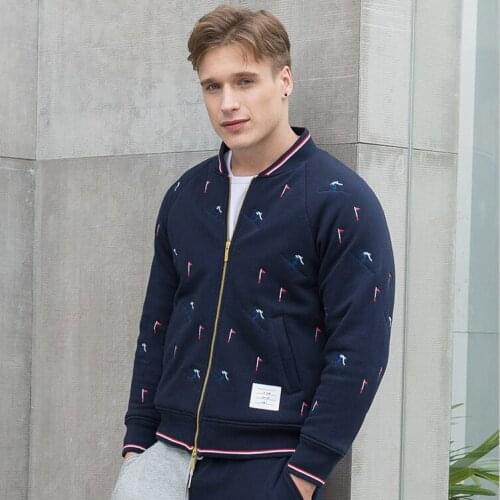 2021 Fashion TB THOM Brand Sweatershirts Men Winter Jacket Cotton Liner Clothing Thicken Baseball Uniform Casual Sportswear Coat