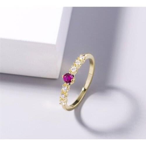 2021 Simple Eternity Ring Red White CZ Engagement Wedding Rings for Women Bridal Fine Party Jewelry The Best Gift