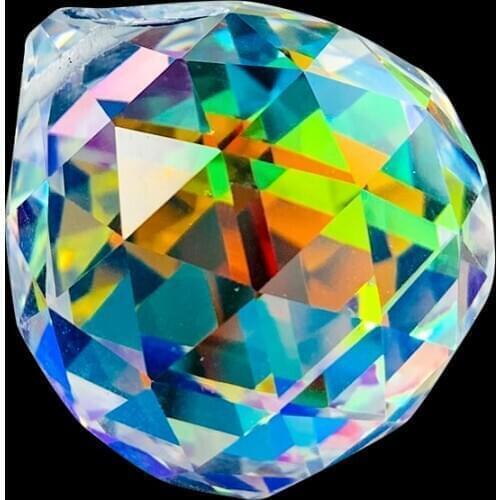 30MM AB Crystals Glass Ball Shinning Prism Suncatcher Rainbow Maker Faceted Pendant Chandelier Accessories Spare Part Home Decor