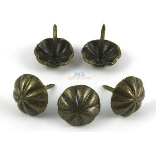 50 Pieces 16x20mm Antique Brass Flower Upholstery Tacks Nails