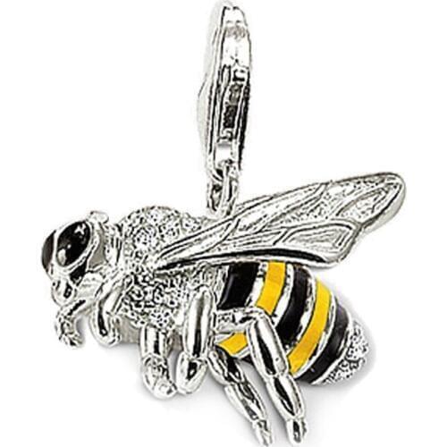 Silver White Zirconia Apis Honey Bee Charm Pendants, Fashion Bracelet Chain Necklace Pendant Honeybee Jewelry Gift for Women Men