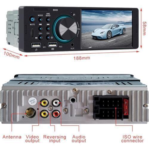 BT 1 DIN 4.1Inch Car Stereo Radio AUX MP5 Player Phone Mirror Link+Free Camera FM Dual USB RCA Digital Media Receiver