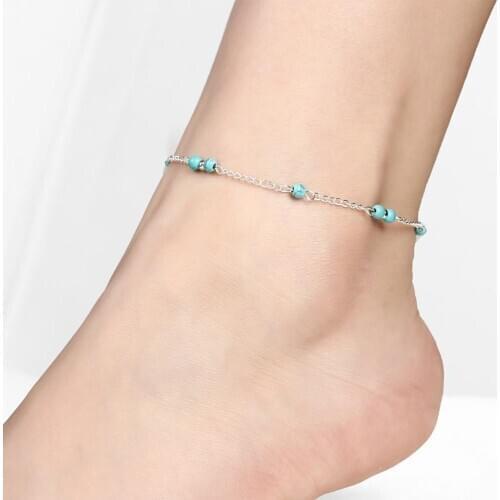 Fashion Boho Women Anklet Faux Beaded Chain Anklet Ankle Bracelet on the leg Beach Jewelry Womans accesories