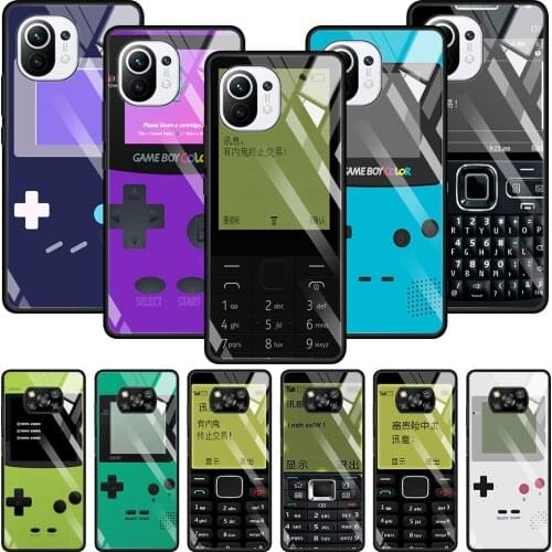 Tempered Glass Case For Xiaomi POCO X3 NFC X3 M3 Pro MI 11 Ultra 10T Lite 9T CC9E CC9 Note 10 Cases Display Retro Gameboy