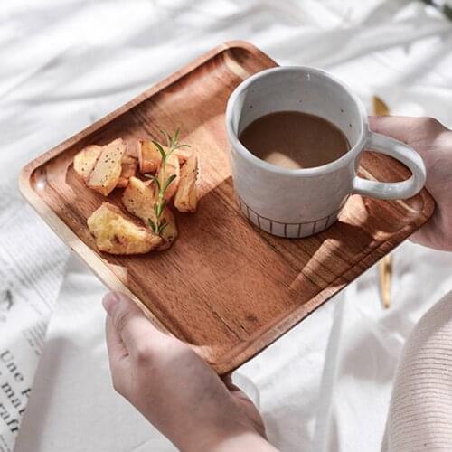 Acacia Wooden Tray Household Rectangular Coffee Breakfast Bread Fruit Tray Wooden Tableware