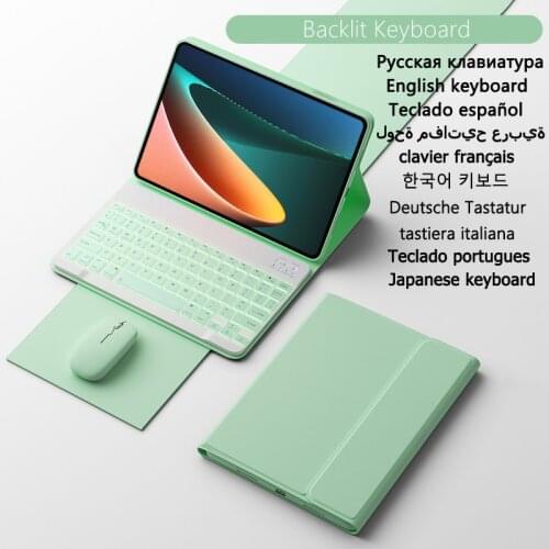 AZERT French Russian Spain Keybaord Case for Xiaomi Pad 5 2021 Cover with Keyboard Case for Xiaomi Mi Pad 5 Pro Backlit Keyboard