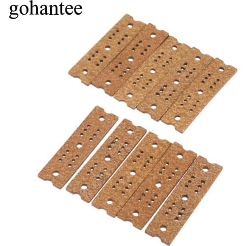 Gohantee Brown 10pcs Slingshots Pouches Microfiber Leather with Center Hole for Outdoor Hunting Catapults 60mm x 16mm