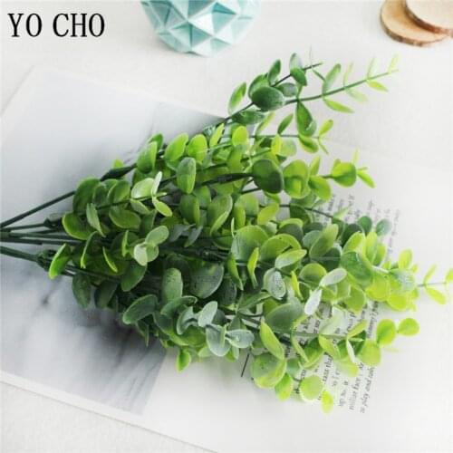 3 PCS Fake Eucalyptus Leaves Artificial Flower Plastic Tree Branch False Plant Bouquet Flower Arrange Home Indoor Decor