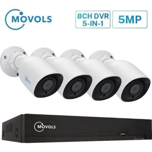 MOVOLS H.265 Video Surveillance System 5MP HD H.265 DVR 4PCS CCTV Camera Night Vision Waterproof Security Camera System Kit