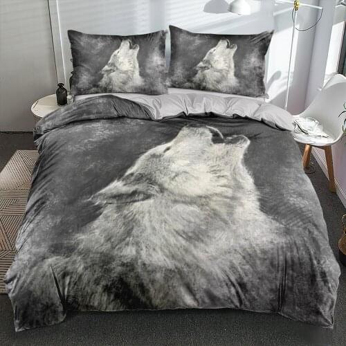 3D Bedding Sets Full Quilt/Comforter Covers and Pillowcases 3-Piece Wolves Design Home Textiles
