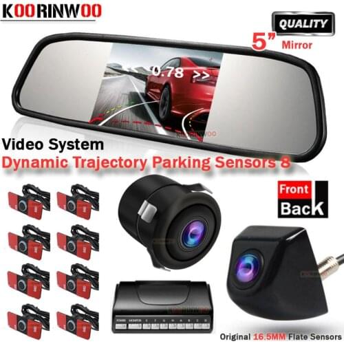 Koorinwoo Intelligent System Dual Core CPU Dynamic Trajectory Guide Camera Parking sensor 8 4 Adjust with 5" LCD Monitor Mirror