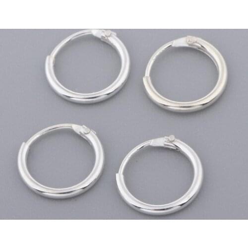 4 Pack Sterling Silver Color Small High Polished Round Huggie Hoop Earrings Ear Jewelry for Women Men Girls Teens - 8mm/10mm Dia