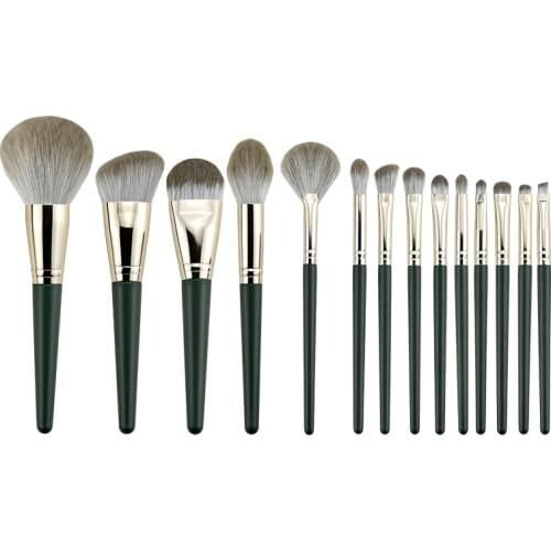 14 Makeup Brushes Set Powder Blush High Gloss Beauty Tool Super Soft Full Eye Shadow Loose Forest Cloud Oil Painting Green Tool