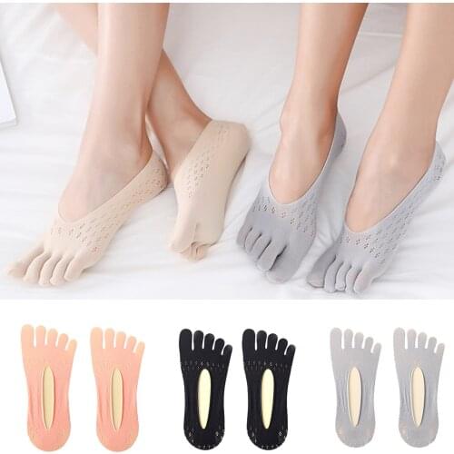 Velvet Five-toe Socks Mesh Ultra Low Cut Liner With Gel Tab Breathable Thin Invisible Socks For Women Summer Chaussette Femme