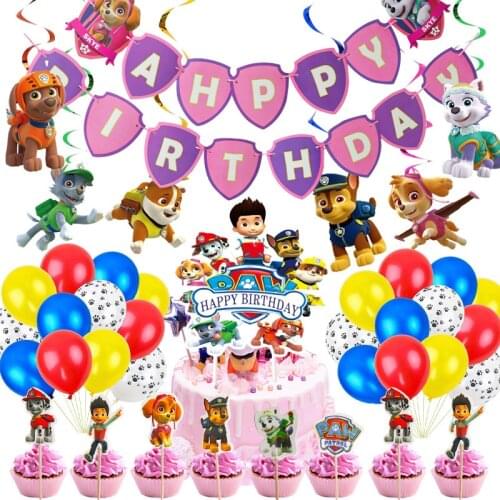 2021 New Paw Patrol Latex Balloons Cartoon Anime Theme Balloon Happy Birthday Banner Party Decoration Kids Children Toy Gift