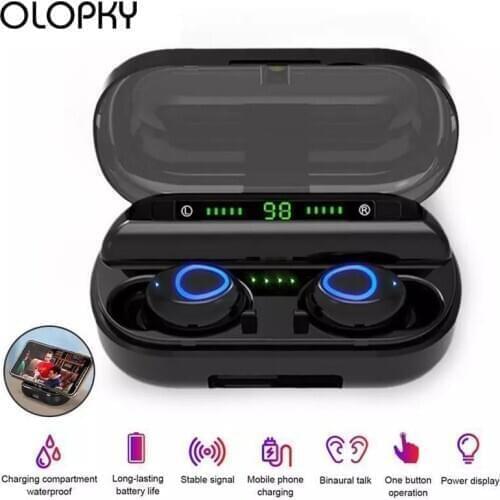 New TWS 5.0 Bluetooth Earphone 8D Stereo Wireless Headphones Mini Wireless Earphone Earbuds With 1200 Power Bank phone Holder