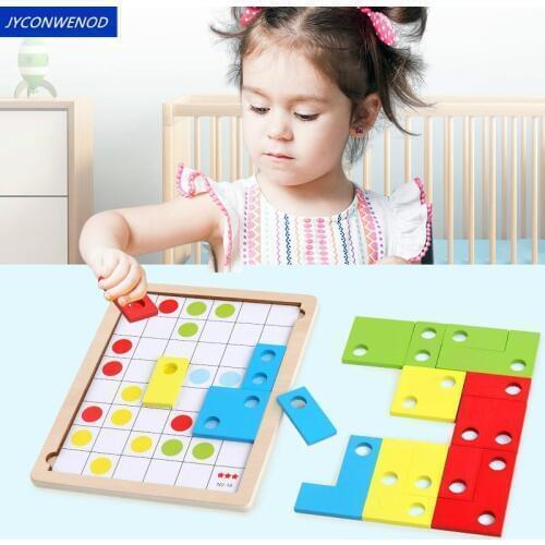 Logical thinking training game color matching wooden toys tetris puzzle game early educational toys for children