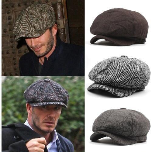 2018 Autumn and Winter Warm Flat Peaked Cap Male Casual Octagonal Hat Man Restore Beret Hat Male Dad Newsboy Cap