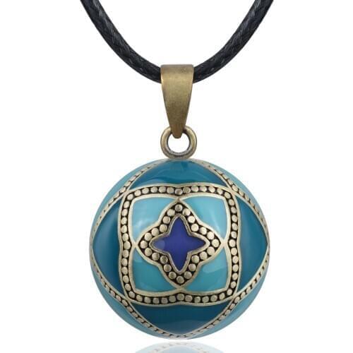 Eudora 20mm Lucky Four clover Green Enamel Copper Harmony Bola Ball Pendant Necklace Angel caller Pregnancy bell ball Necklace