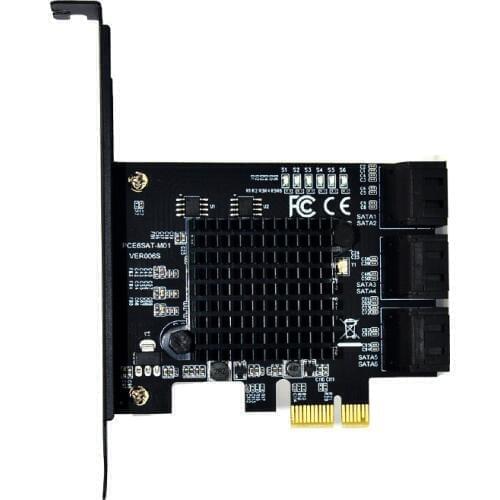 For Marvell 88Se9215 Chip 6 Ports Sata 3.0 To Pcie Expansion Card Pci Express Sata Adapter Sata 3 Converter With Heat Sink For H