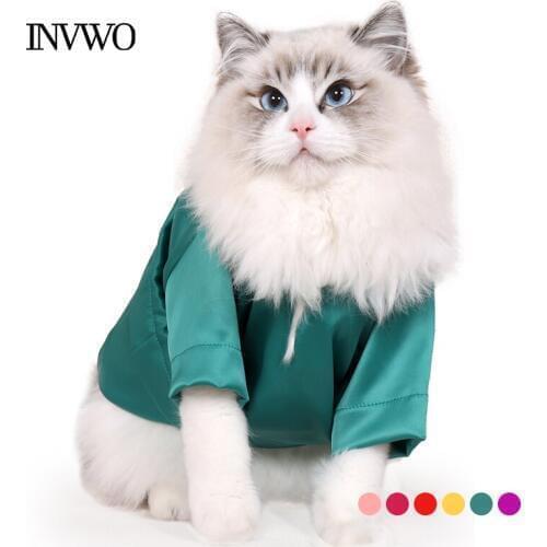 INVWO Summer Cool Colorful Cat T-shirt Dress Thin Non-stick Wool Silk British Style Six-color Cat Clothes Upscale Lace Ragdoll