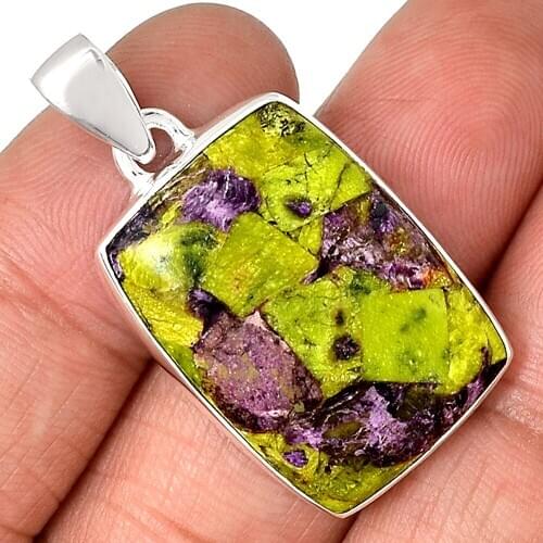 Genuine STICHTITE Pendant 925 Sterling Silver, Total Length : 37.8 mm, AP7005