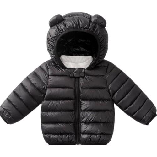 New Boys Winter Warm Jacket For Girls Cotton-padded Jacket Cashmere Kids Hooded Outerwear Infant Girls Coat Down Jacket